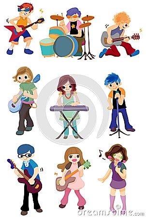 Cartoon rock band icon Vector Illustration