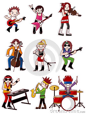 Cartoon rock band icon Vector Illustration