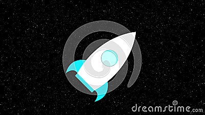 Rocket crosses outer space, computer generated. 3d rendering star background Stock Photo