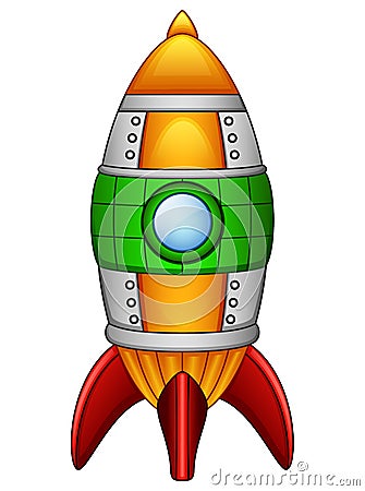 Cartoon rocket spaceship isolated on white background Vector Illustration