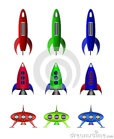 Cartoon rockets. Stock Photo