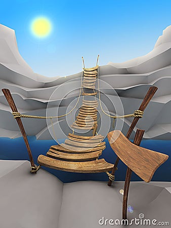 Cartoon rope bridge Cartoon Illustration