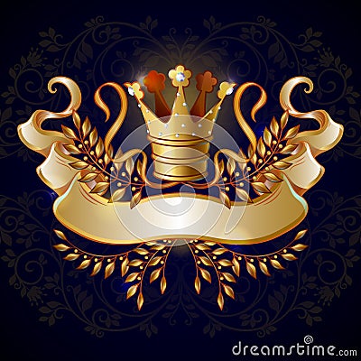 Cartoon Royal Gold Crown Template Vector Illustration