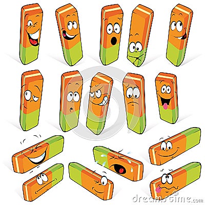 Cartoon rubbers or erasers Vector Illustration