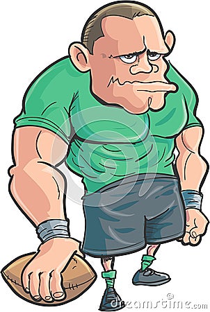 Cartoon Rugby player with a ball Stock Photo