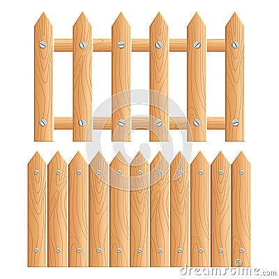 Cartoon rural wooden fence Vector Illustration
