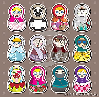 Cartoon Russian stickers Vector Illustration