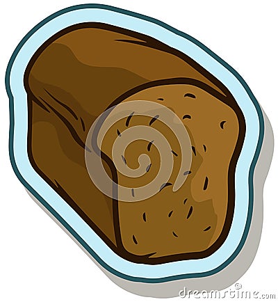 Cartoon rye tasty bread vector sticker icon Vector Illustration