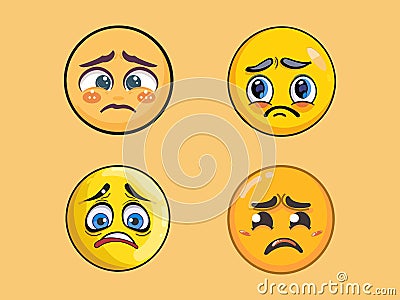 Cartoon Sad Emoji Vector Illustration