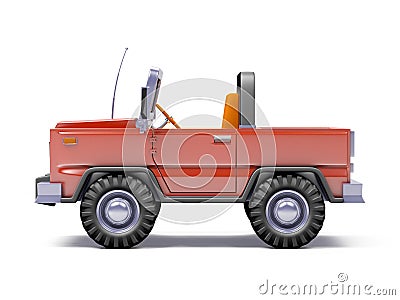 Cartoon safari suv red side Cartoon Illustration