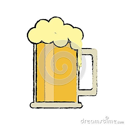 Cartoon saint patrick day mug of beer foam bubbles cold Vector Illustration