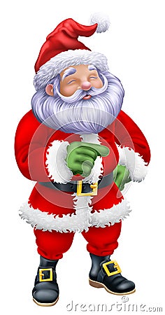 Cartoon Santa Claus Father Christmas Pointing Vector Illustration