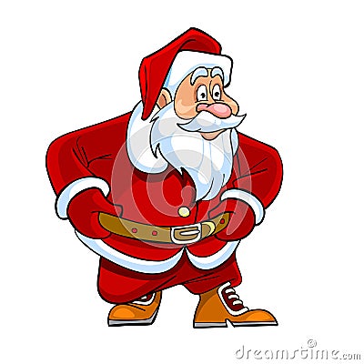 Cartoon Santa Claus looking curiously Vector Illustration