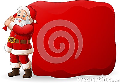 Cartoon Santa Clause pulling a huge bag Vector Illustration