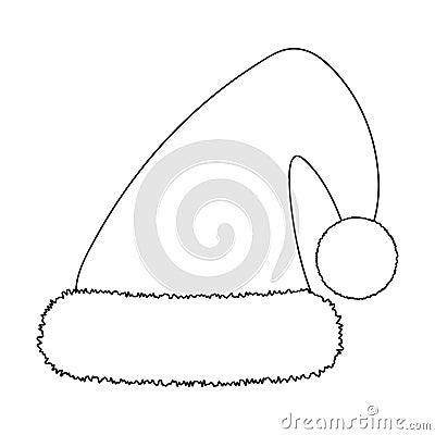 Cartoon Santa Hat outline Vector Isolated On White. Santa Claus capisolated on white background. Vector Illustration Vector Illustration