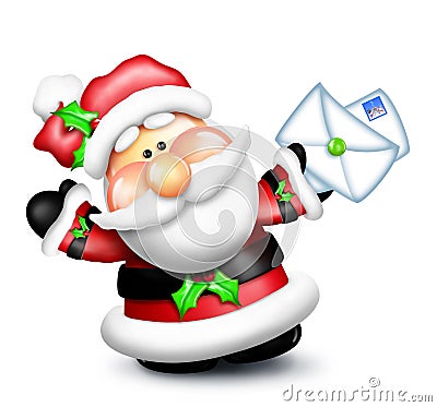 Cartoon Santa Holding leters Stock Photo