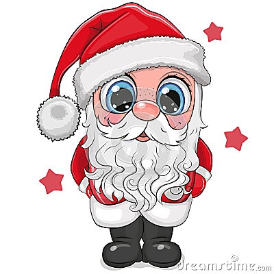 Cartoon Santa isolated on a white background Vector Illustration