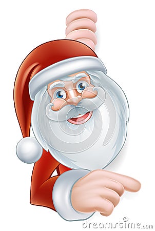 Cartoon Santa Pointing Vector Illustration