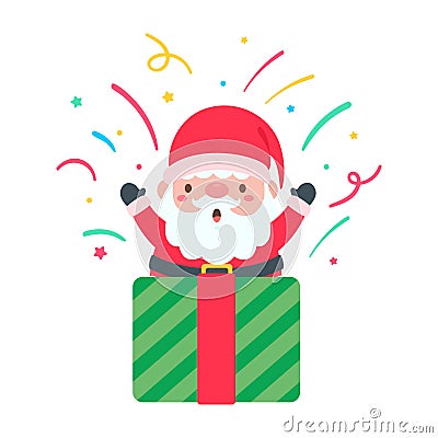 cartoon santa wearing red knitted hat for decorating Christmas greeting cards Stock Photo