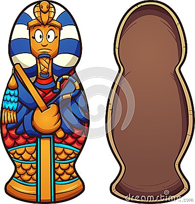 Cartoon front and back sarcophagus Vector Illustration