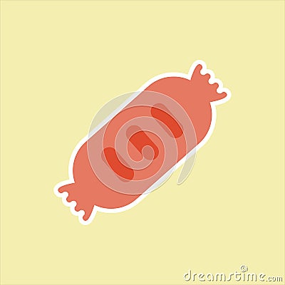 cartoon sausage flat design vector illustration. street food concept, fast food, vector illustration of grilled sausage in cartoon Vector Illustration