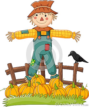 Cartoon scarecrow character Vector Illustration