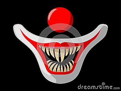 Cartoon scary movie poster with creepy clown face. Halloween vector illustration. Vector Illustration