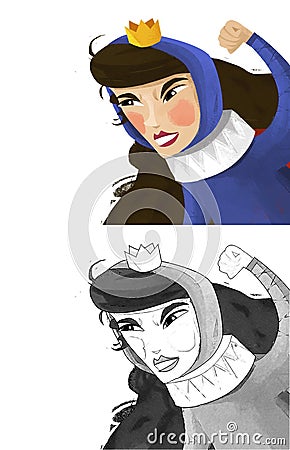 Cartoon scene with angry queen or princess Cartoon Illustration