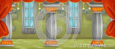 Cartoon scene of castle room for different usage Cartoon Illustration