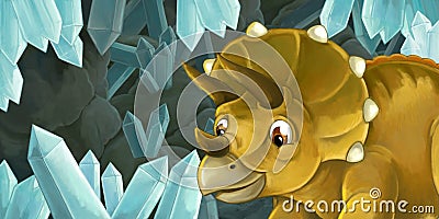 Cartoon scene of cave with big crystals for different usage Cartoon Illustration