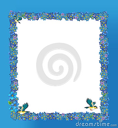 cartoon scene with frame border fairy tale fable theme with space for text illustration for children Cartoon Illustration