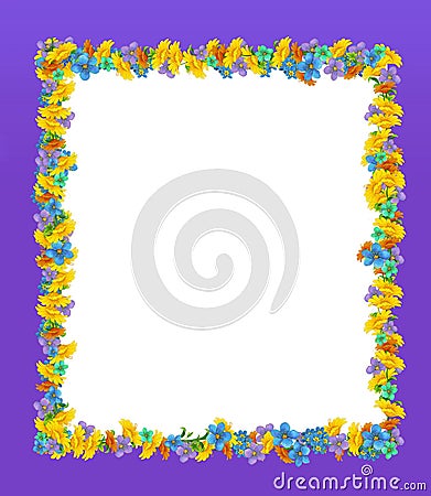 cartoon scene with frame border fairy tale fable theme with space for text illustration for children Cartoon Illustration