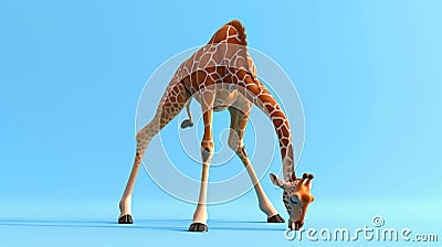 Cartoon scene of a giraffe attempting the downwardfacing dog pose but struggling to keep its long neck from toppling Stock Photo