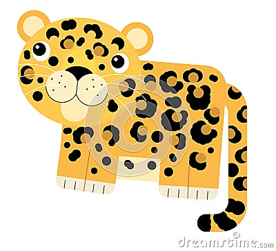 cartoon scene with happy cat cheetah tiger isolated illustration for children Cartoon Illustration