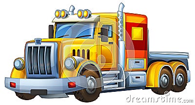 cartoon scene with heavy duty industrial cargo truck with load isolated illustration for children Cartoon Illustration