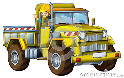 cartoon scene with heavy duty industrial cargo truck with load isolated illustration for children Cartoon Illustration