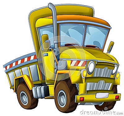 cartoon scene with heavy duty industrial cargo truck with load isolated illustration for children Cartoon Illustration