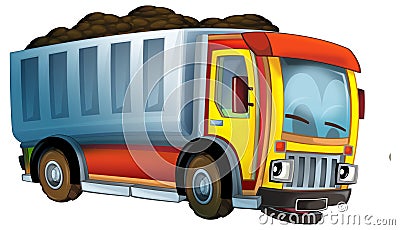 cartoon scene with heavy duty industrial cargo truck with load isolated illustration for children Cartoon Illustration