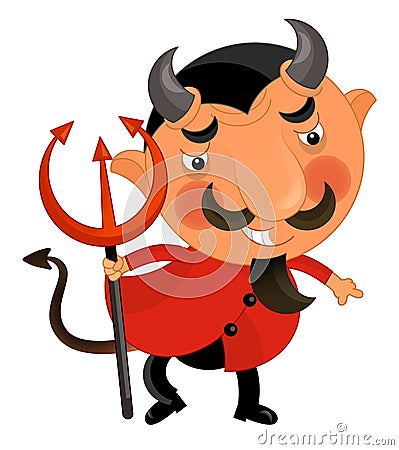 cartoon scene with medieval man like nobleman prince or merchant devil isolated illustration for children Cartoon Illustration