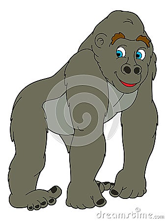 cartoon scene with monkey gorilla happy playing fun sketchbook isolated illustration for children Cartoon Illustration