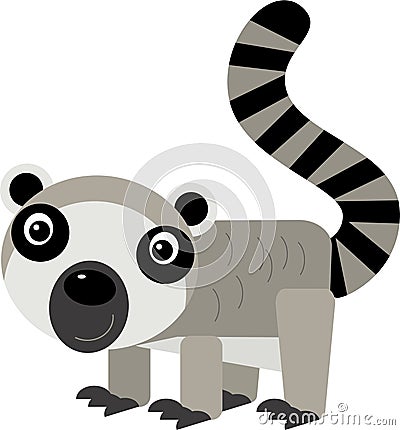cartoon scene with tropical animal happy lemur isolated illustration for children Cartoon Illustration
