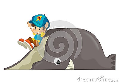cartoon scene with whale fish animal toy element from playground isolated illustration for children Cartoon Illustration