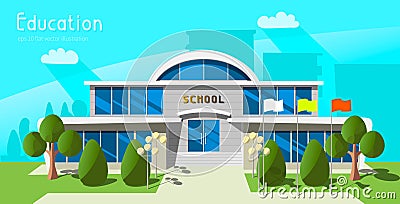 Cartoon school building Vector Illustration