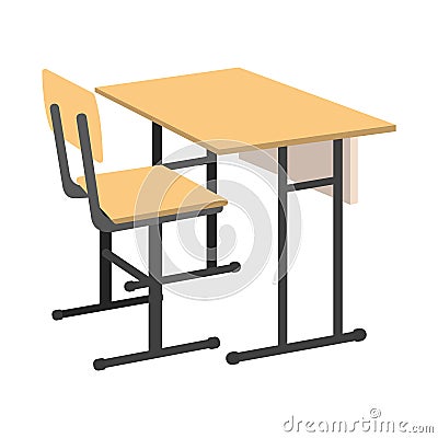 Cartoon School Desk icon. Isolated Vector illustration Vector Illustration