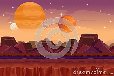 Cartoon sci-fi game vector seamless background Vector Illustration