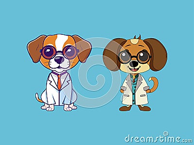 Cartoon Scientist Dog Vector Illustration