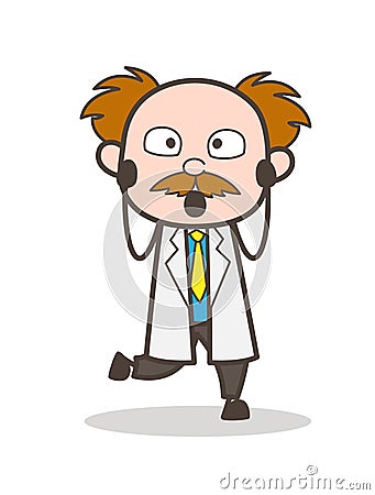 Cartoon Scientist Funny Shocking Face Vector Illustration Stock Photo