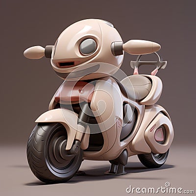 Taupe Cartoon Scooter In Pokemon Style - 3d Cgi Art Stock Photo