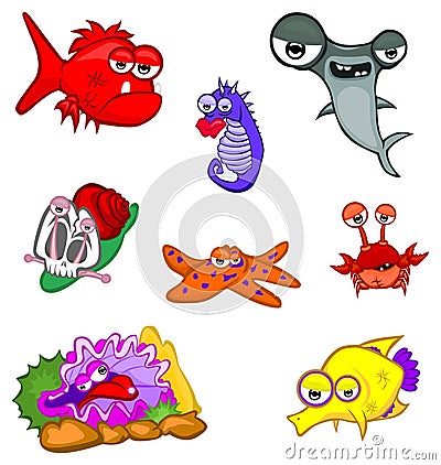 Cartoon sea animals Stock Photo