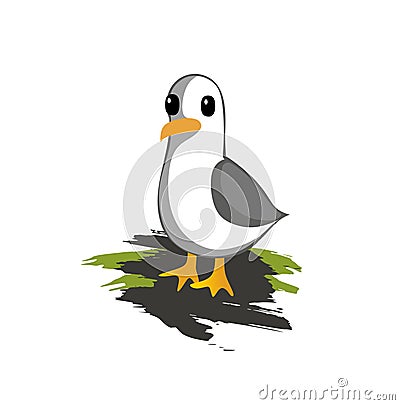 Cartoon cute vector Seagull Cartoon Illustration